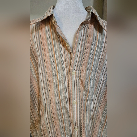 FACONNABLE 100% Cotton Striped Short Sleeve Button Down Shirt. Size Large - Picture 5 of 10